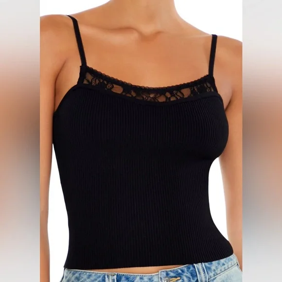 NWT Sweater Knit Lace Trim Cami - Picture 1 of 4